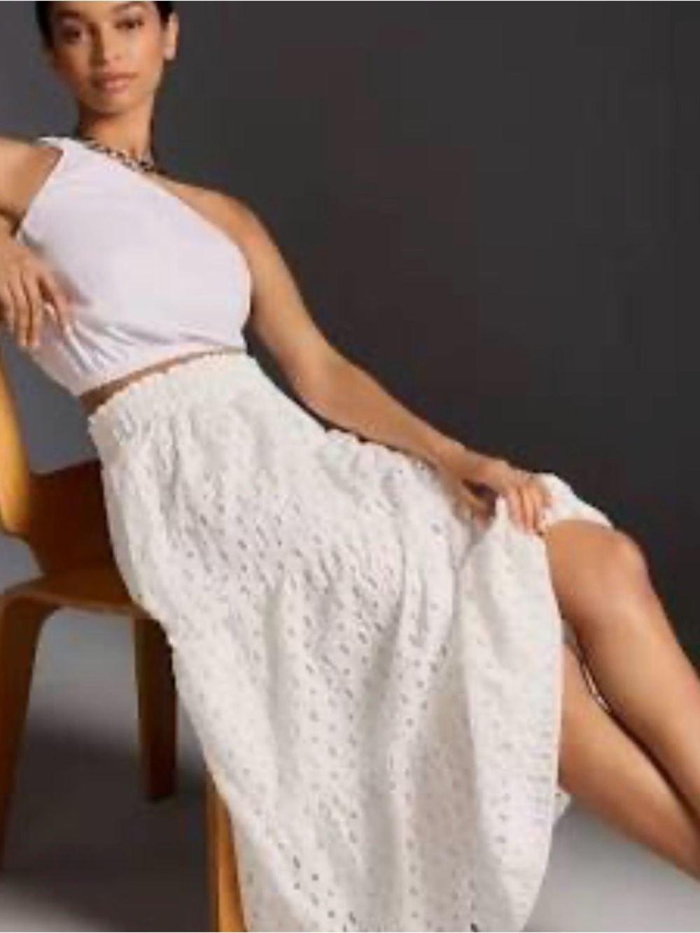 White Eyelet Midi Skirt - Brand Unspecified